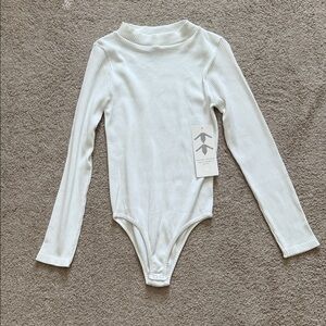 White Long Sleeve Ribbed Body Suit